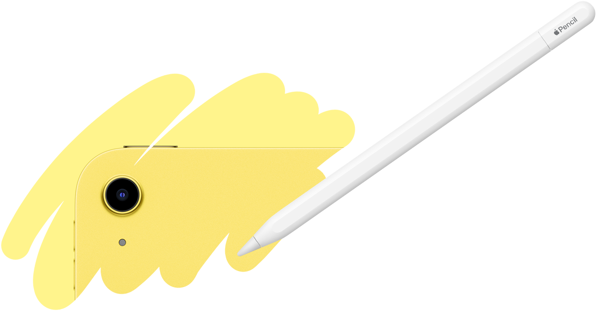 El trazo del Apple Pencil revela la parte posterior del iPad, mostrando la cámara trasera.