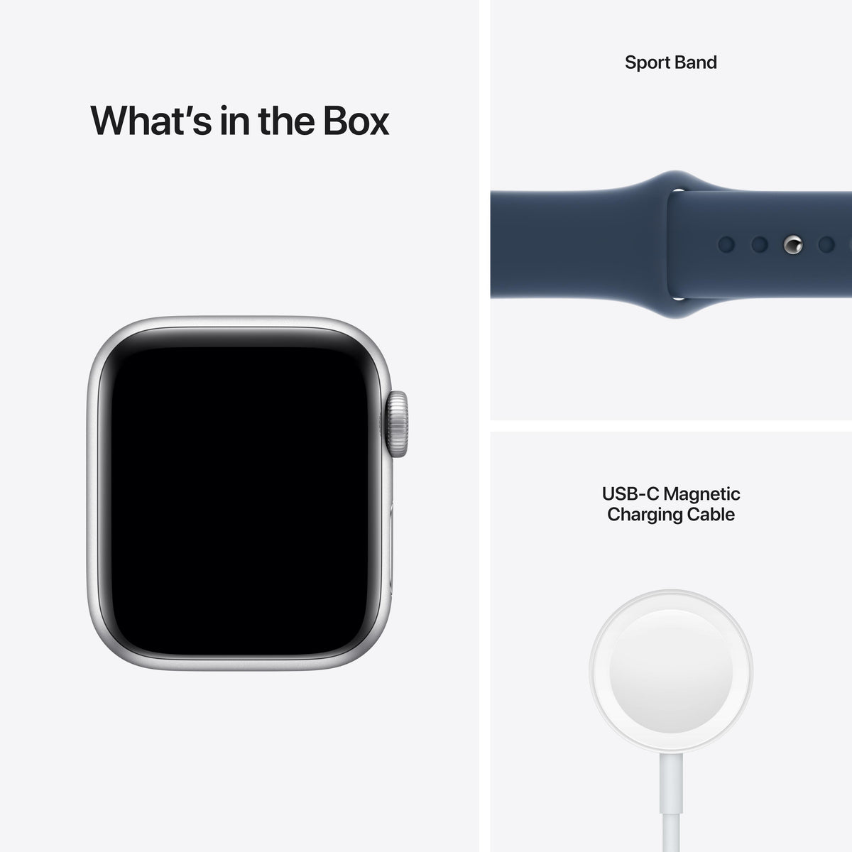 Apple Watch SE GPS, 40mm Silver Aluminum Case with Abyss Blue Sport Band - Regular