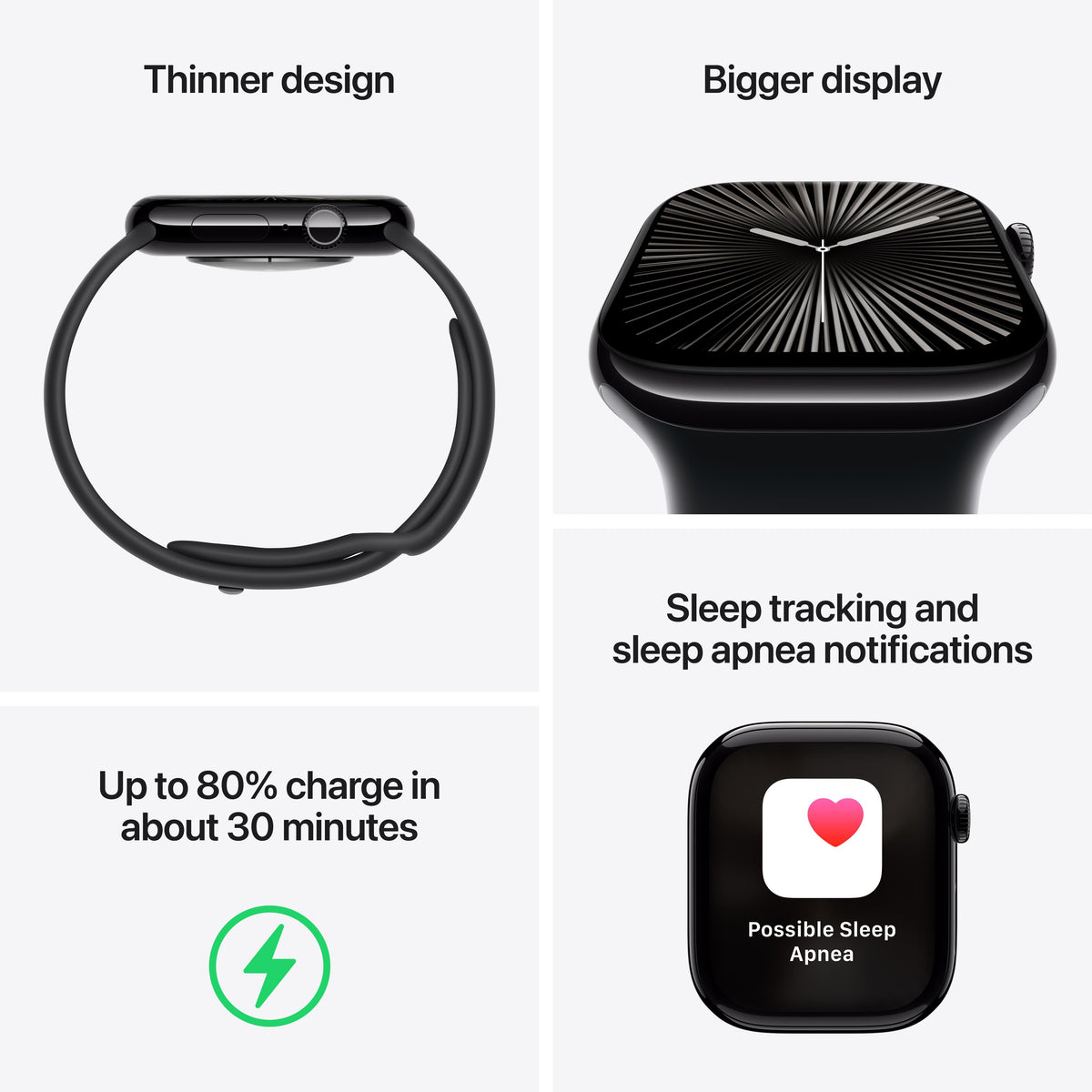 Apple Watch Series 10 GPS de 42 mm con caja de aluminio plateado y correa deportiva Blue Cloud