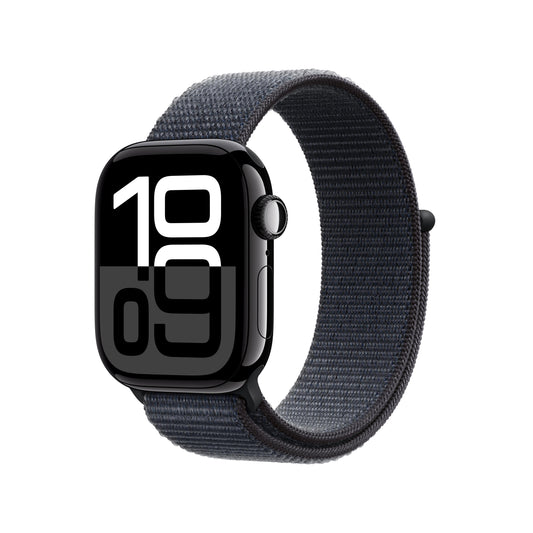 Apple Watch Series 10 GPS + Cellular 42mm Jet Black Aluminum Case with Ink Sport Loop