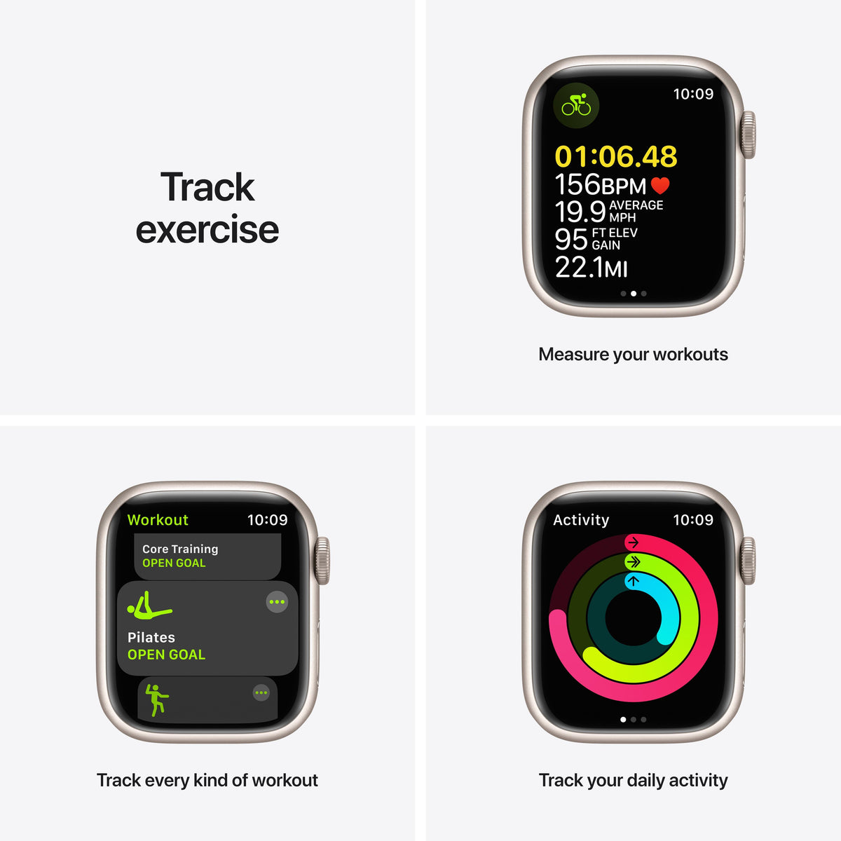 Apple Watch Series 7 GPS + Cellular, caja de aluminio Starlight de 41 mm con correa deportiva Starlight - Estándar