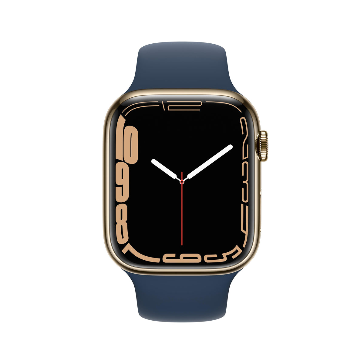 Apple Watch Series 7 GPS + Cellular, caja de acero inoxidable dorado de 45 mm con correa deportiva azul abismo - Estándar