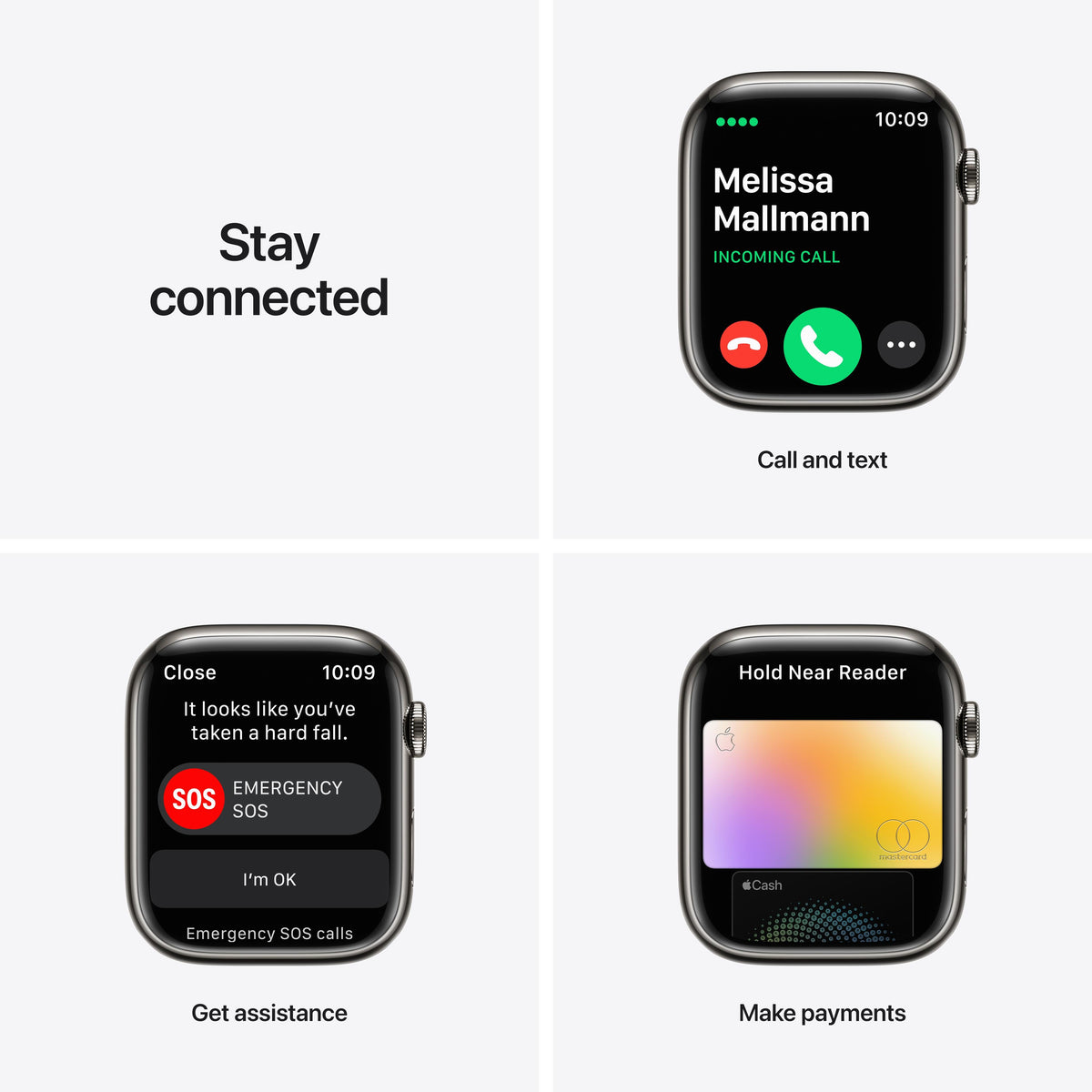 Apple Watch Series 7 GPS + Cellular, 45mm Graphite Stainless Steel Case with Midnight Sport Band - Regular