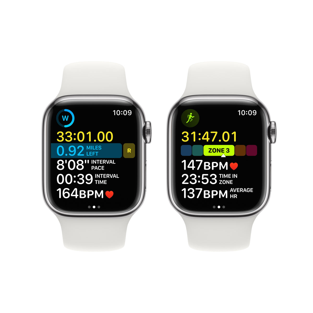 Apple Watch Series 8 GPS + Cellular 41mm Silver Stainless Steel Case with White Sport Band - M/L
