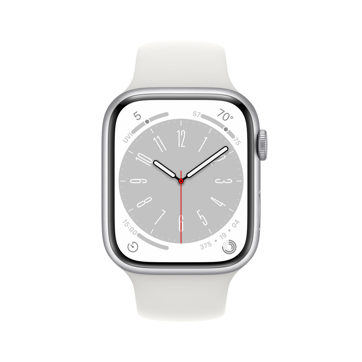 Apple Watch Series 8 GPS + Cellular 45mm Silver Aluminum Case with White Sport Band - S/M