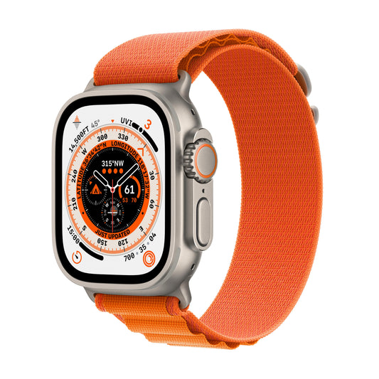 Apple Watch Ultra GPS + Cellular, caja de titanio de 49 mm con correa Alpine Loop naranja - Mediana