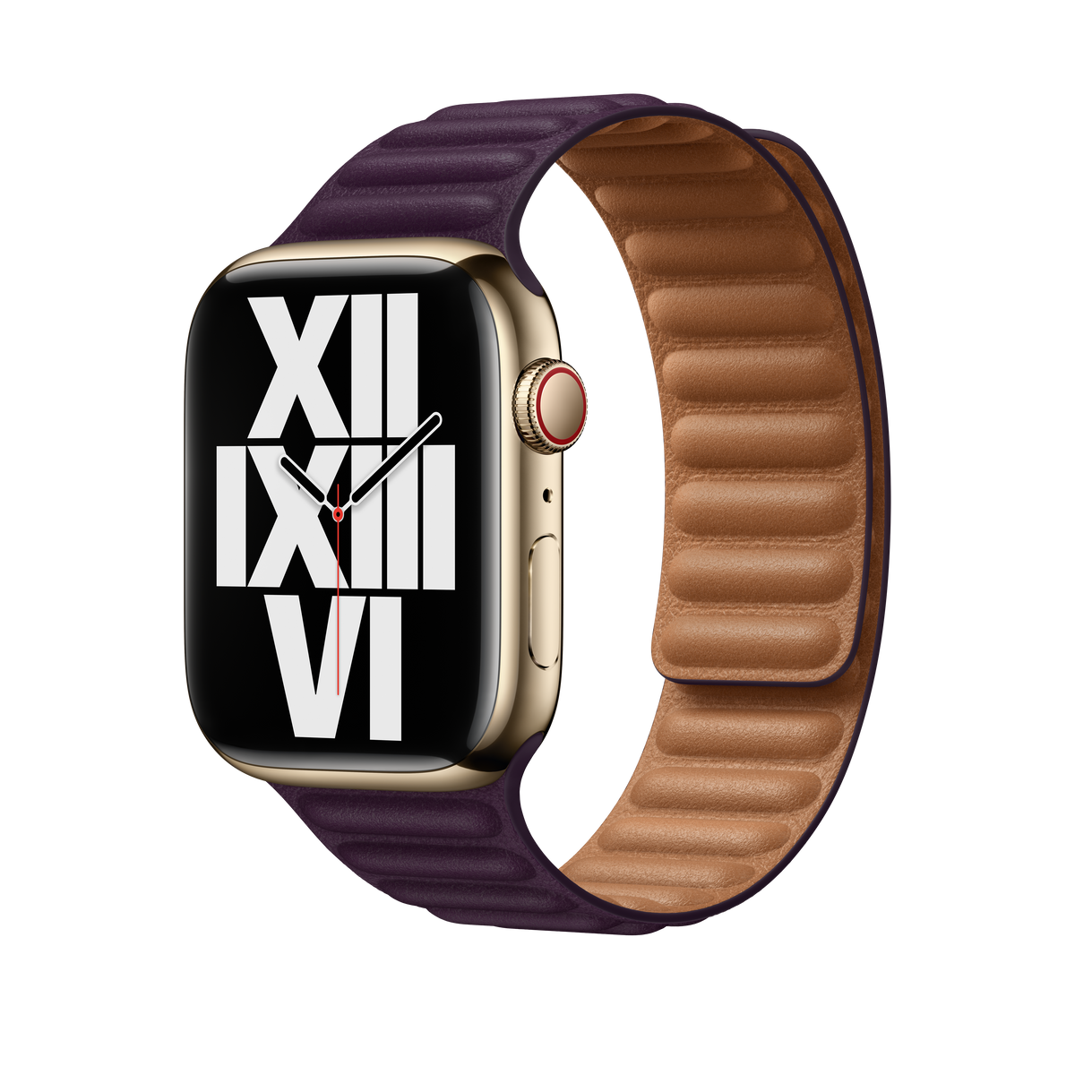 45mm Dark Cherry Leather Link - M/L