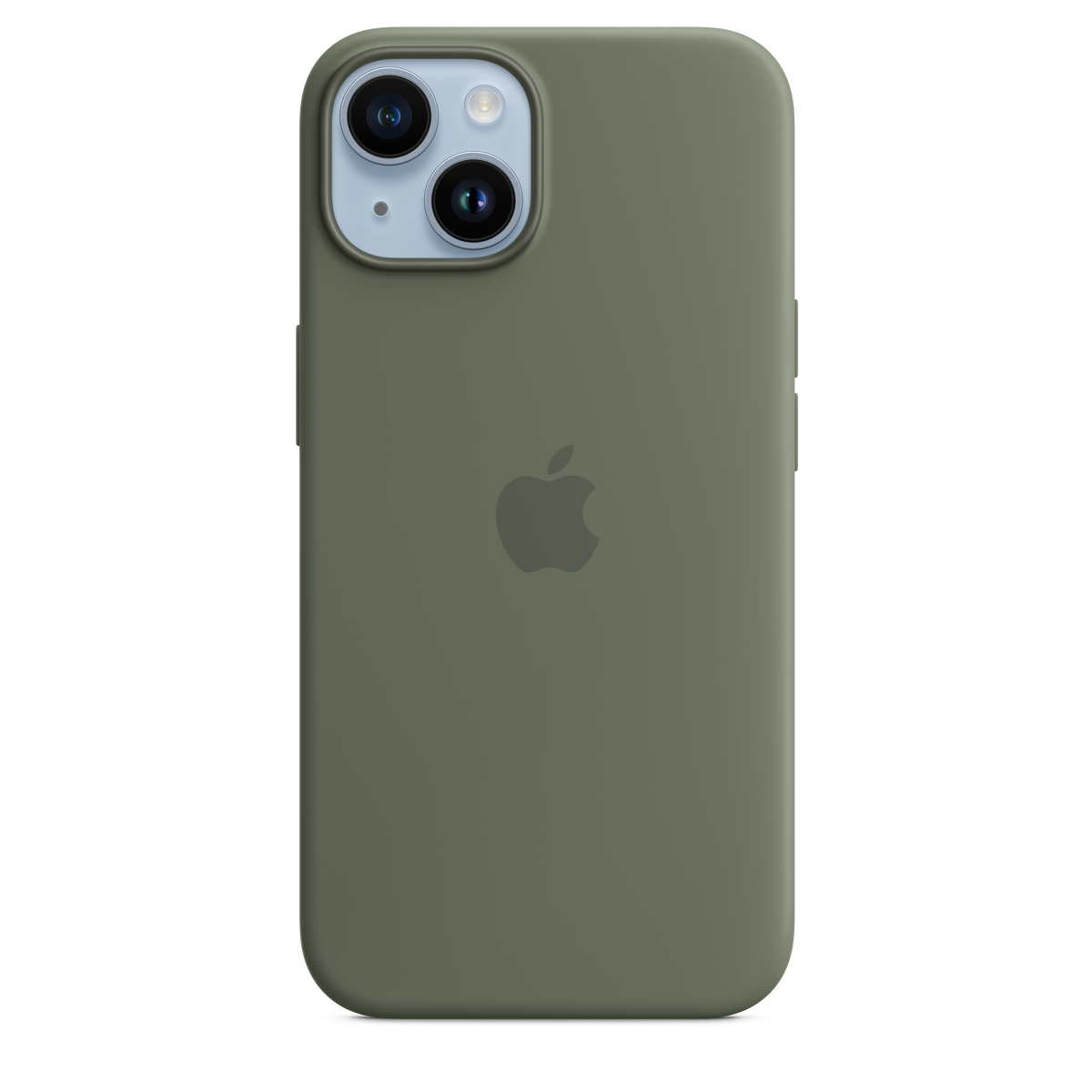 Funda de silicona para iPhone 14 con MagSafe - Verde oliva