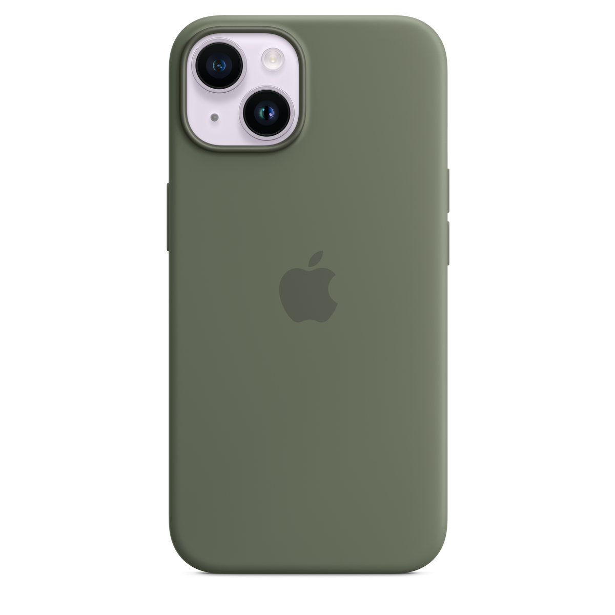 Funda de silicona para iPhone 14 con MagSafe - Verde oliva