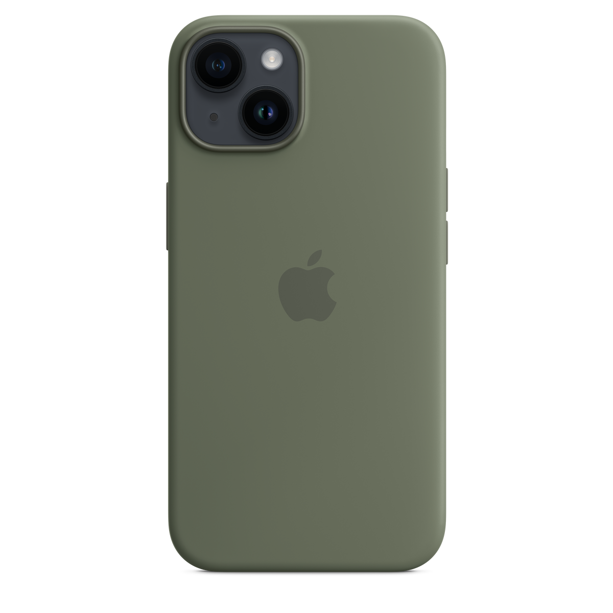 Funda de silicona para iPhone 14 con MagSafe - Verde oliva
