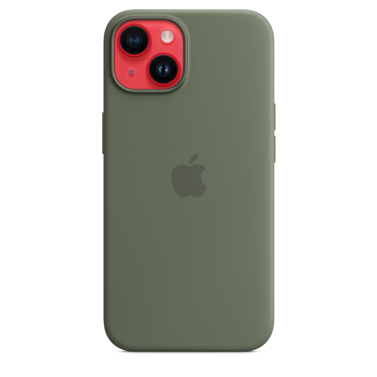 Funda de silicona para iPhone 14 con MagSafe - Verde oliva