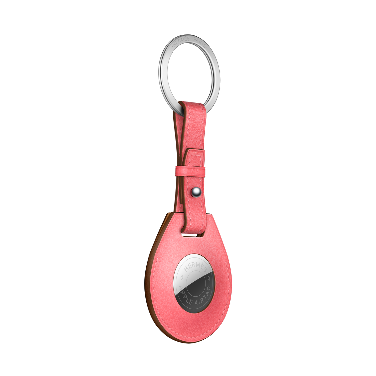 AirTag Hermès Key Ring - Rose Azalée