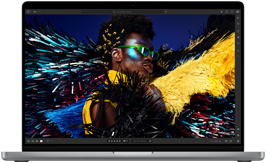 Una imagen colorida muestra la alta resolución, el brillo y el contraste de la pantalla Liquid Retina XDR.