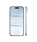 iPhone Air, front exterior, Sky Blue color, Dynamic Island centered at top, side exterior, very thin profile, side button, Camera Control button